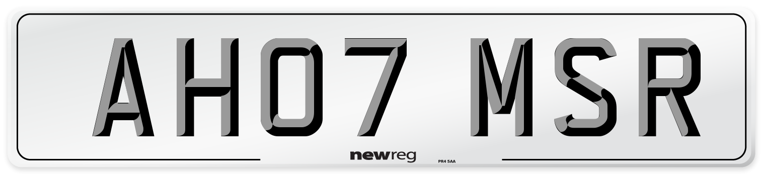 AH07 MSR Number Plate from New Reg